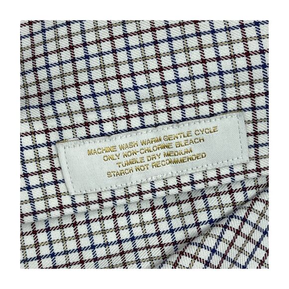 Gold Label Roundtree & Yorke Dress Shirt Men's 16 Multi Check Cotton Button-Down - Picture 5 of 8